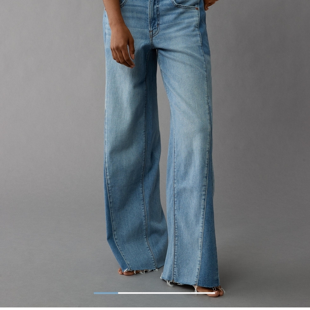 American Eagle Dreamy Drape STRETCH Patchwork Low-rise Baggy Jeans.   10 Short. - Picture 2 of 14